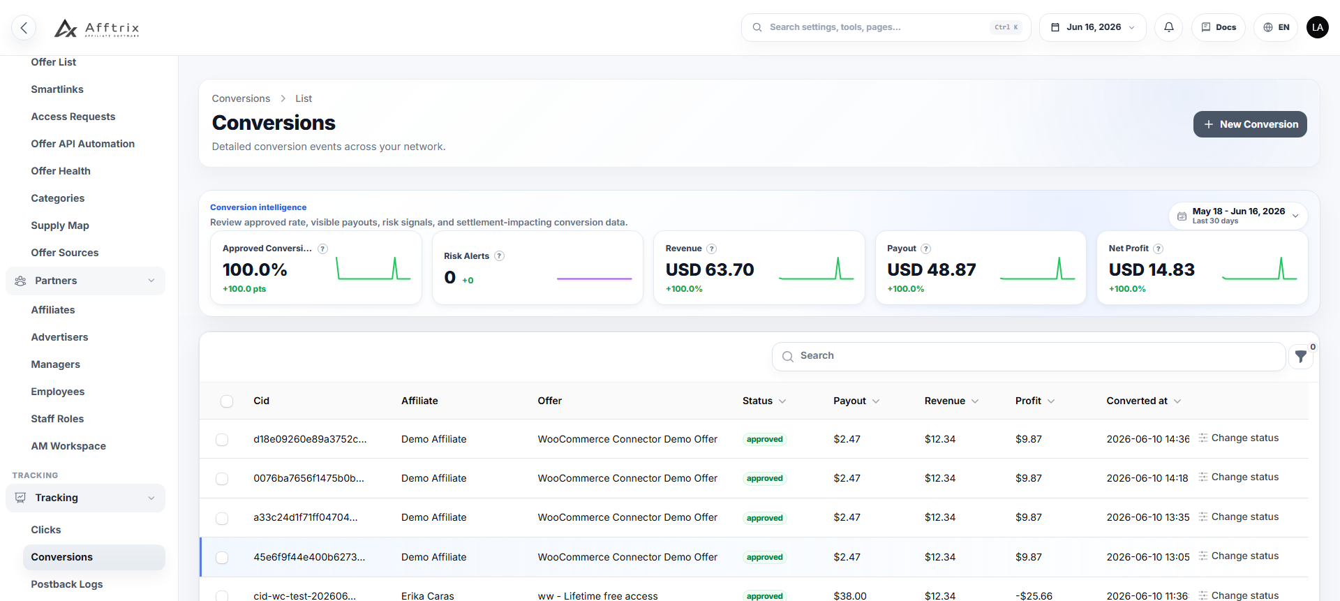 Postback Debugger screenshot in Afftrix